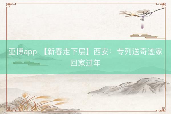 亚博app 【新春走下层】西安：专列送奇迹家回家过年