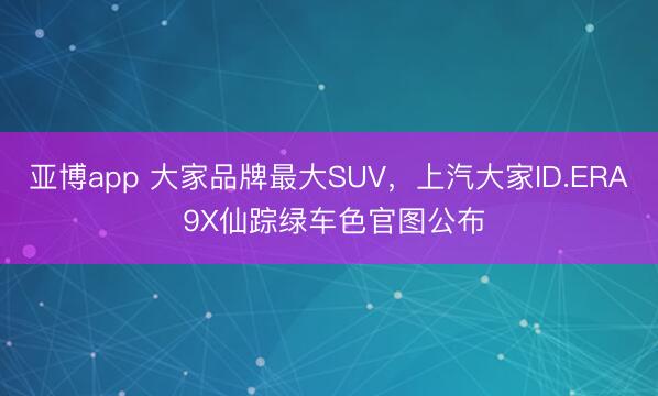 亚博app 大家品牌最大SUV,上汽大家ID.ERA 9X仙踪绿车色官图公布